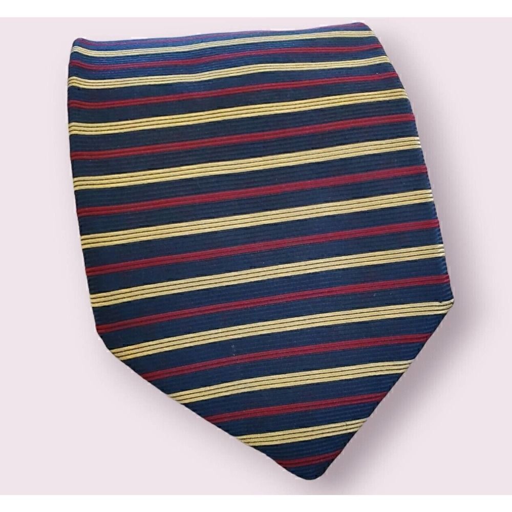Brooks Brothers Makers Navy, Gold & Red Striped Necktie Tie Preppy | Ivy | EUC